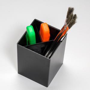 Officemate 3-Compartment Pencil Cup - 4" x 2.9" x 2.9" x - 1 Each - Black. Picture 4