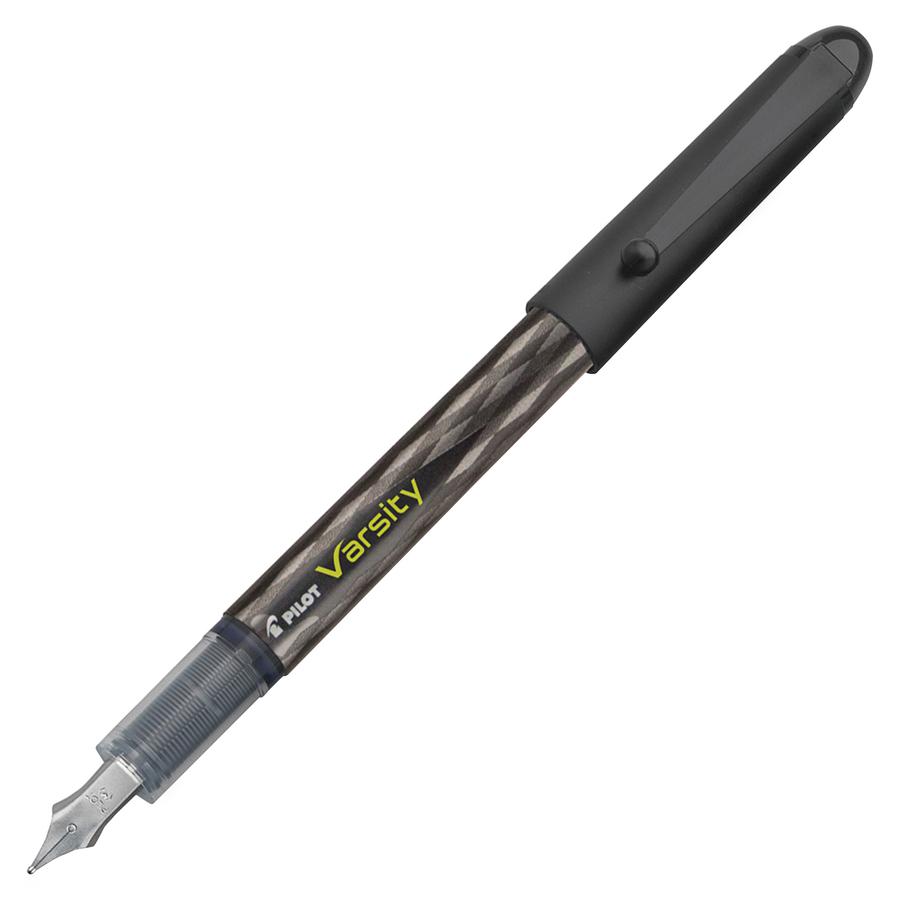 Pilot Varsity Disposable Fountain Pens - Medium Pen Point - Black - Silver, Black Barrel - 1 Each. Picture 3
