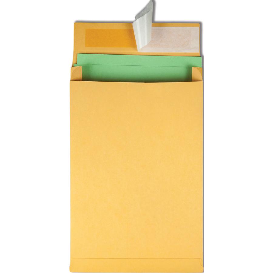 Quality Park 9 x 12 x 2 Expansion Envelopes with Self-Seal Closure - Expansion - 9" Width x 12" Length - 2" Gusset - 40 lb - Self-sealing - Kraft - 25 / Pack - Kraft. Picture 5
