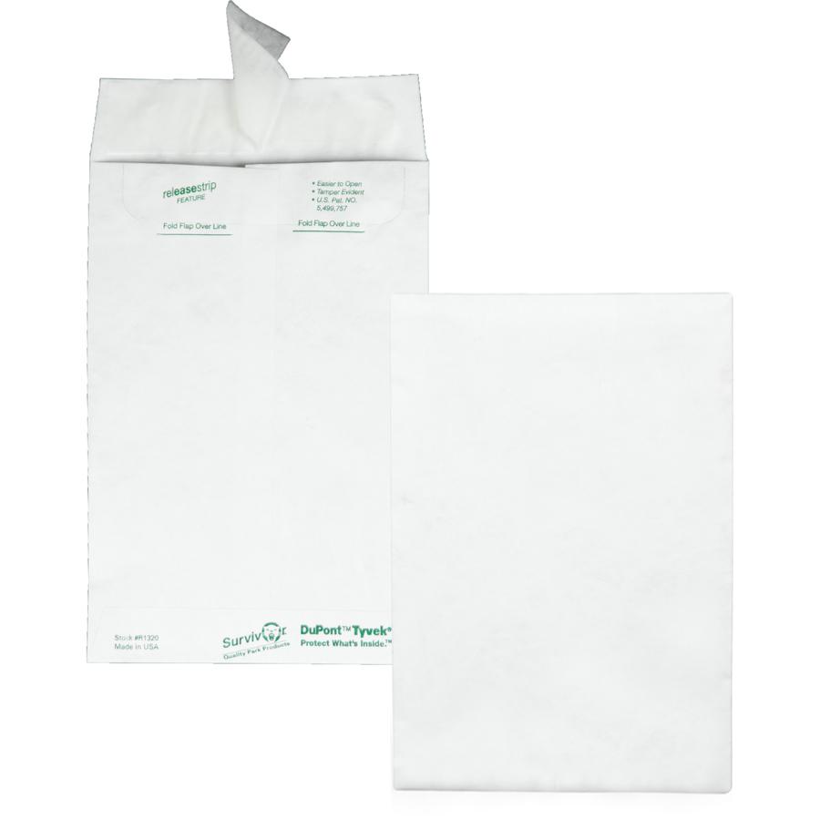 Survivor&reg; 6 x 9 Catalog Mailers with Self-Seal Closure - Catalog - #1 - 6" Width x 9" Length - 14 lb - Peel & Seal - Tyvek - 100 / Box - White. Picture 8