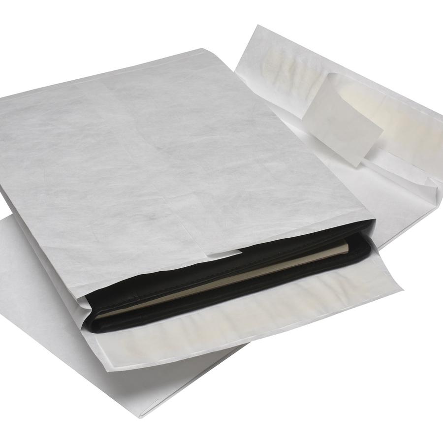 Survivor&reg; 10 x 13 x 1-1/2 DuPont Tyvek Expansion Mailers with Self-Seal Closure - Expansion - 10" Width x 13" Length - 1 1/2" Gusset - 18 lb - Peel & Seal - Tyvek - 100 / Carton - White. Picture 2