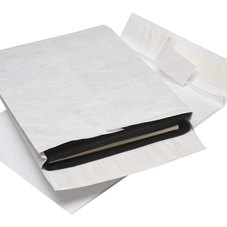 Quality Park Tyvek Plain Expansion Envelopes - Expansion - 10" Width x 13" Length - 1 1/2" Gusset - 14 lb - Self-sealing - Tyvek - 25 / Box - White. Picture 11