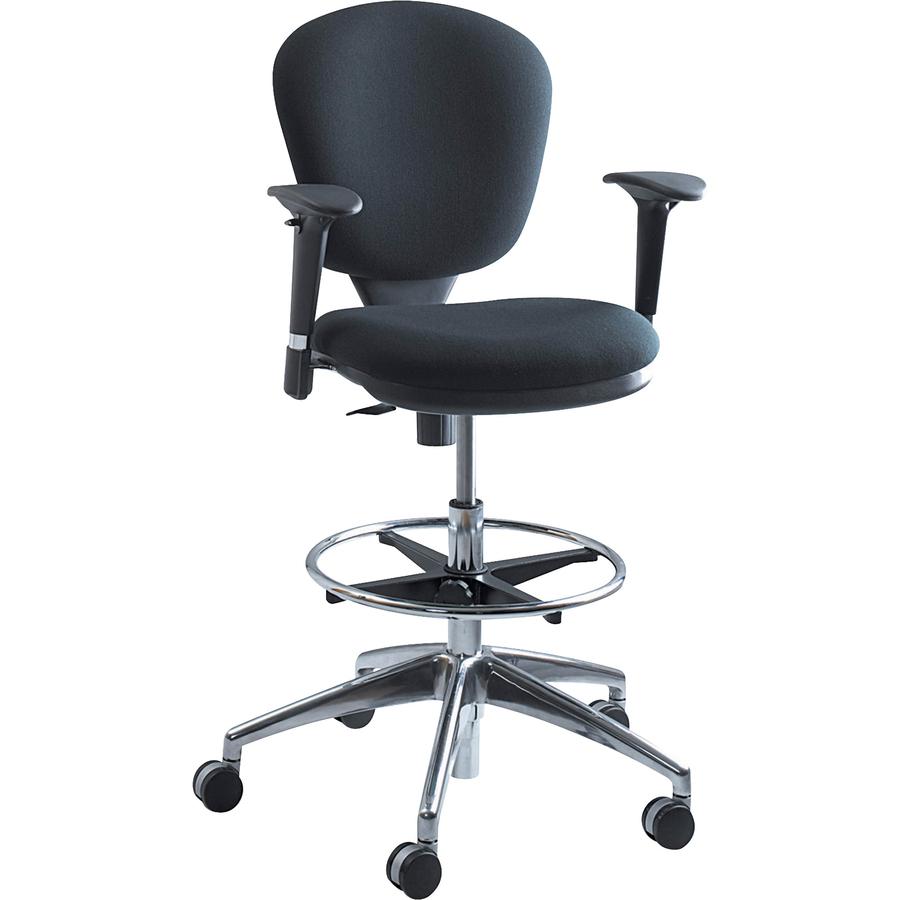Safco Metro Extended Height Chair - Black Acrylic Seat - 5-star Base - 1 Each. Picture 2