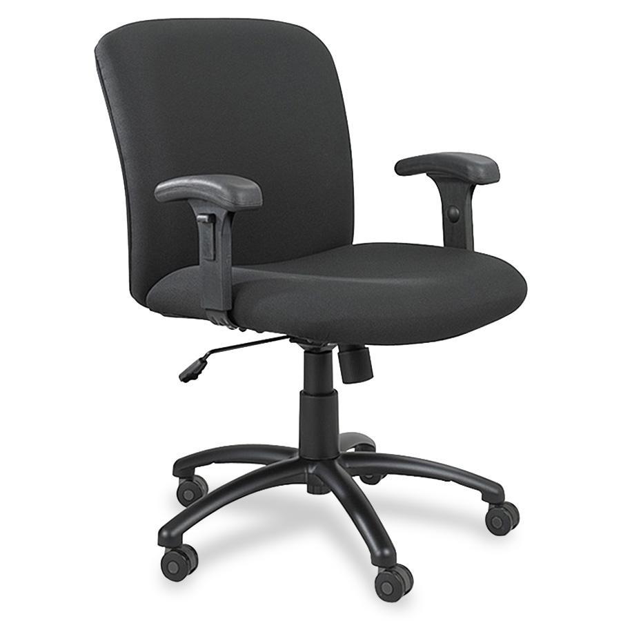 Safco Big & Tall Executive Mid-Back Chair - Black Foam, Polyester Seat - Black Frame - 5-star Base - Black - 1 Each. Picture 2