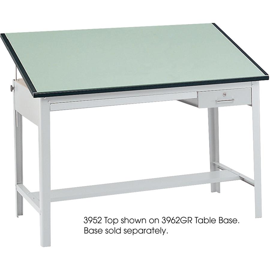 Safco Precision Drafting Table Top - Green Rectangle, Melamine Top - Enamel Base - 37.50" Table Top Length x 60" Table Top Width x 1" Table Top Thickness - Wood, Particleboard - 1 Each. Picture 3