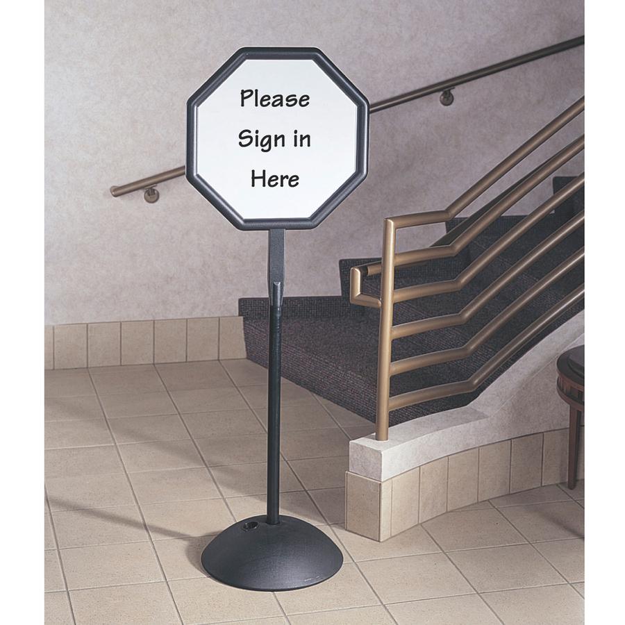 Safco Write Way Dual-sided Directional Sign - 1 Each - 22.5" Width x 65" Height x 18" Depth - Octagonal Shape - Both Sides Display, Magnetic, Durable - Steel - Indoor, Outdoor, Office - Black. Picture 3