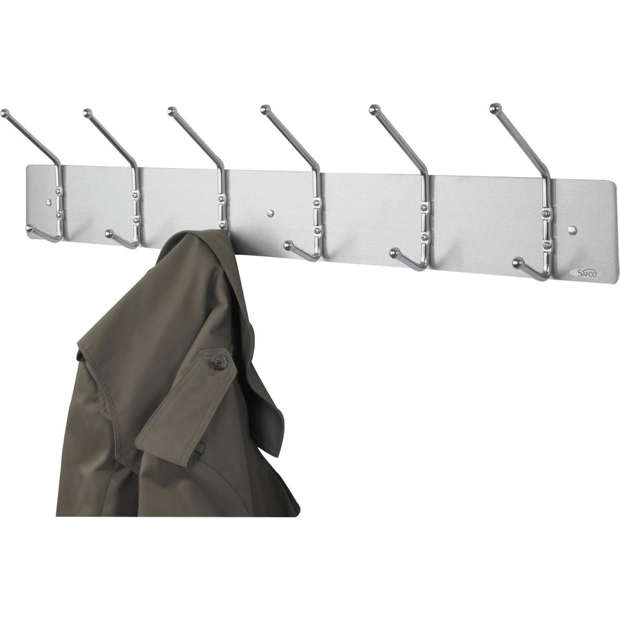 Safco 6-Hook Contemporary Steel Coat Hooks - 6 Hooks - 10 lb (4.54 kg) Capacity - for Garment - Steel - Silver - 1 Each. Picture 2