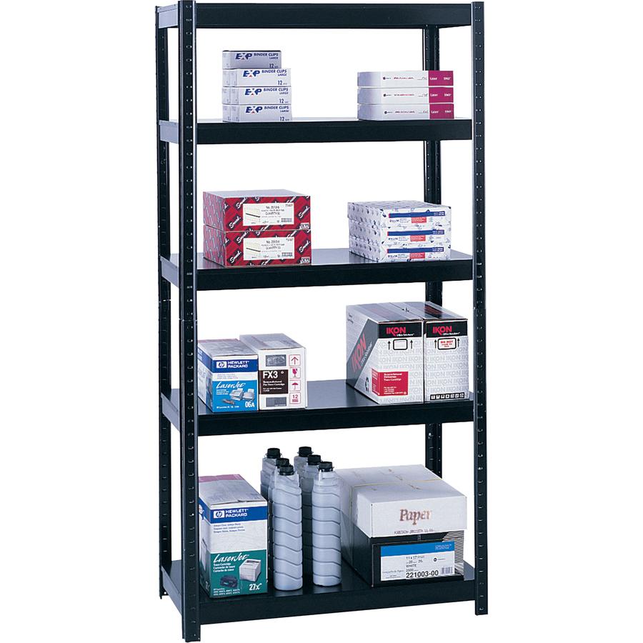 Safco Boltless Steel Shelving - 36" x 18" x 72" - 5 x Shelf(ves) - 1000 lb Load Capacity - Durable - Black - Powder Coated - Assembly Required. Picture 3