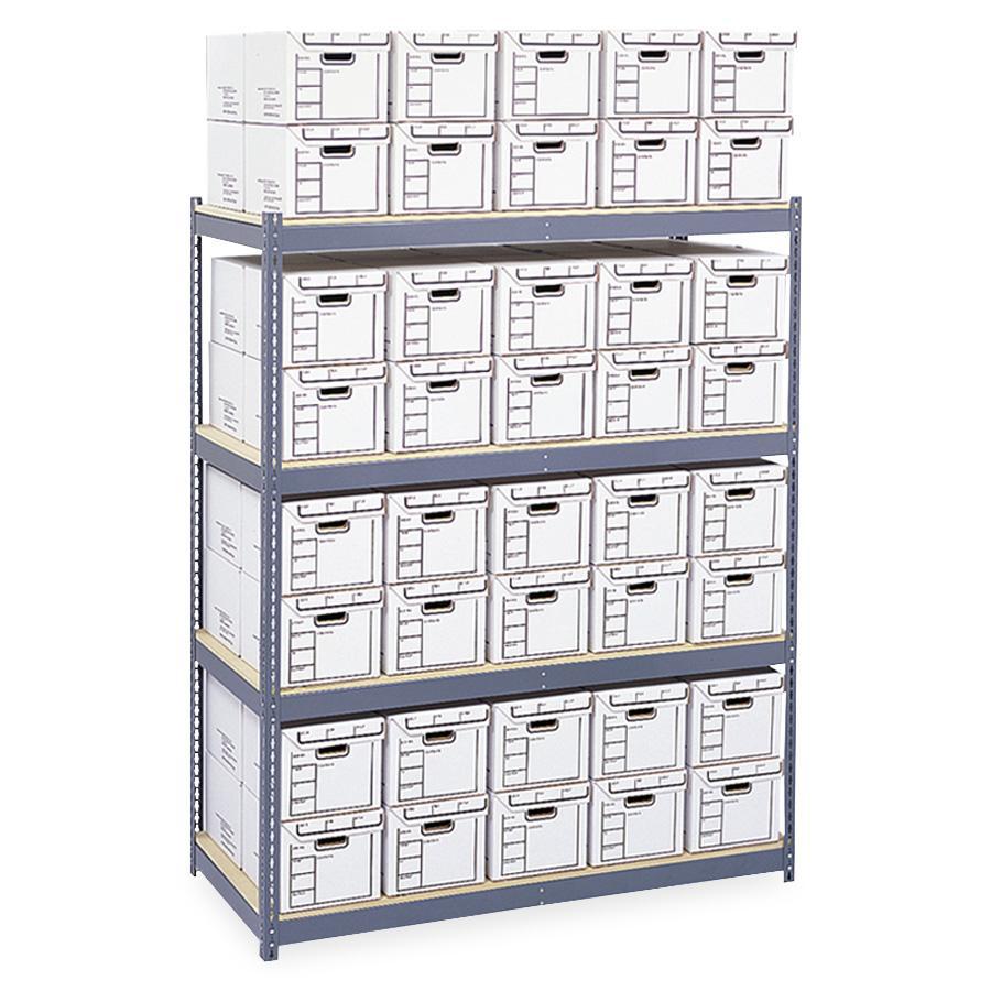 Safco Archival Shelving Steel Frame Box 1 of 2 - 69" x 33" x 84" - 4 x Shelf(ves) - Legal, Letter - 2500 lb Load Capacity - Security Lock - Powder Coated - Assembly Required. Picture 2