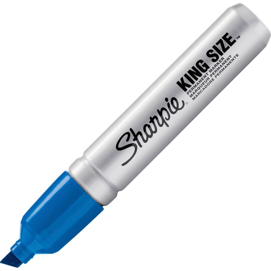 Sharpie King-Size Permanent Markers - Chisel Marker Point Style - Blue - Silver Plastic Barrel - 1 Dozen. Picture 4