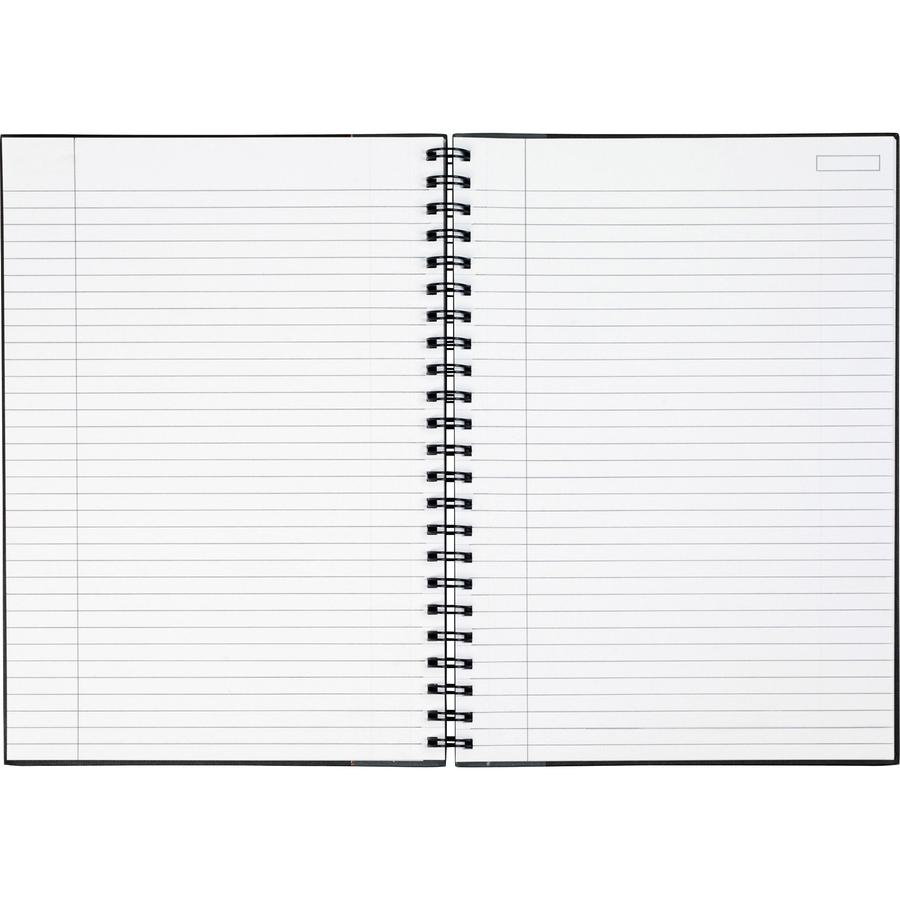 TOPS Sophisticated Business Executive Notebooks - 96 Sheets - Wire Bound - 20 lb Basis Weight - 8 1/4" x 11 3/4" - White Paper - Gray Binding - Black Cover - Hard Cover, Numbered, Ribbon Marker, Heavy. Picture 3