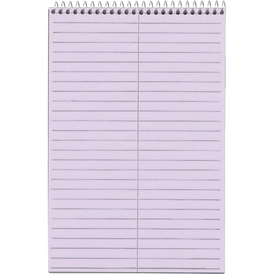 TOPS Prism Steno Books - 80 Sheets - Wire Bound - Gregg Ruled Margin - 6" x 9" - Orchid Paper - Perforated, Stiff-back, WireLock - 4 / Pack. Picture 3