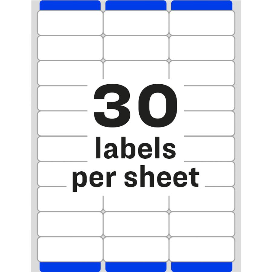 Avery&reg; Easy Peel Address Labels - 1" Width x 2 5/8" Length - Permanent Adhesive - Rectangle - Laser - White - Paper - 30 / Sheet - 250 Total Sheets - 7500 Total Label(s) - 7500 / Box. Picture 5