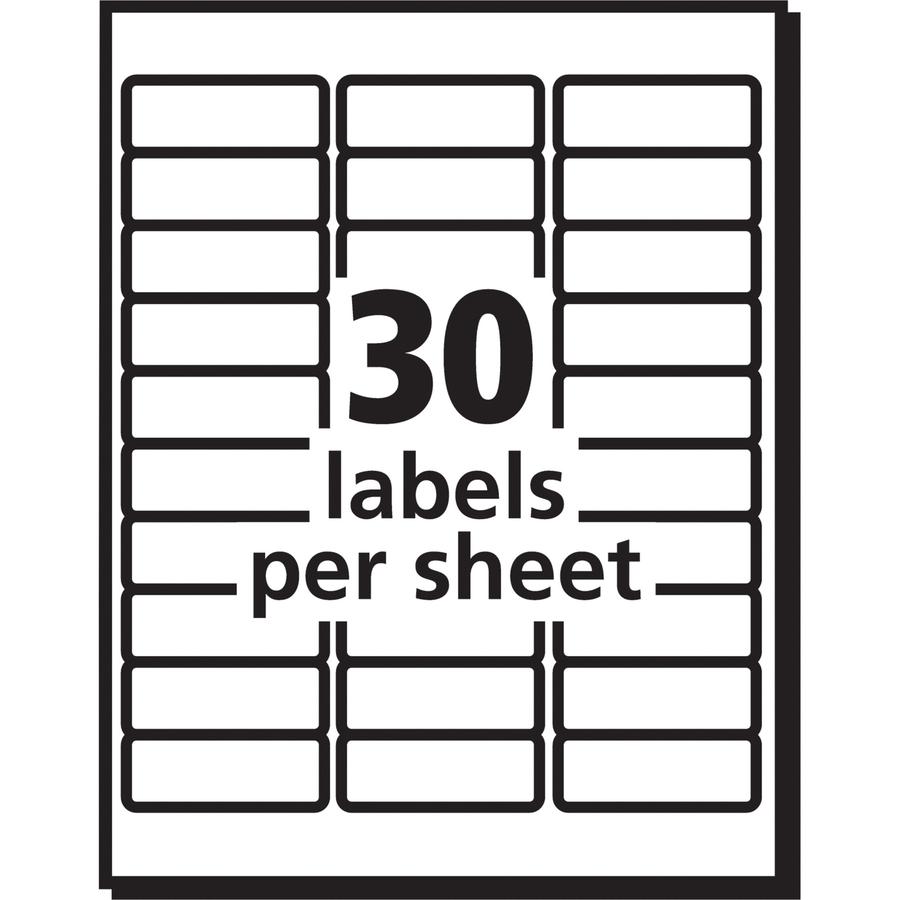 Avery&reg; Easy Peel&reg; Address Labels with Sure Feed&trade; Technology - 1" Width x 2 5/8" Length - Permanent Adhesive - Rectangle - Inkjet - White - Paper - 30 / Sheet - 25 Total Sheets - 750 Tota. Picture 5