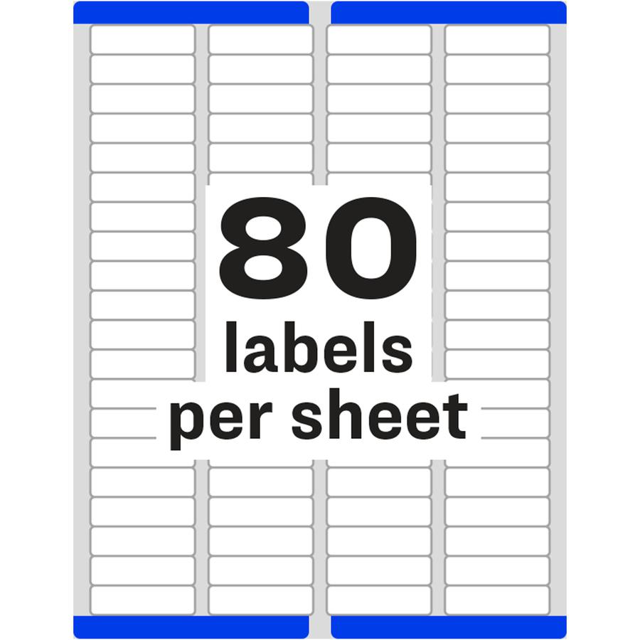 Avery&reg; Easy Peel Mailing Laser Labels - 1/2" Width x 1 3/4" Length - Permanent Adhesive - Rectangle - Laser - White - Paper - 80 / Sheet - 25 Total Sheets - 2000 Total Label(s) - 5. Picture 3