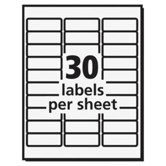 Avery&reg; Removable I.D. Laser/Inkjet Labels - 1" Width x 2 5/8" Length - Removable Adhesive - Rectangle - Laser, Inkjet - White - Paper - 30 / Sheet - 25 Total Sheets - 750 Total Label(s) - 750 / Pa. Picture 2