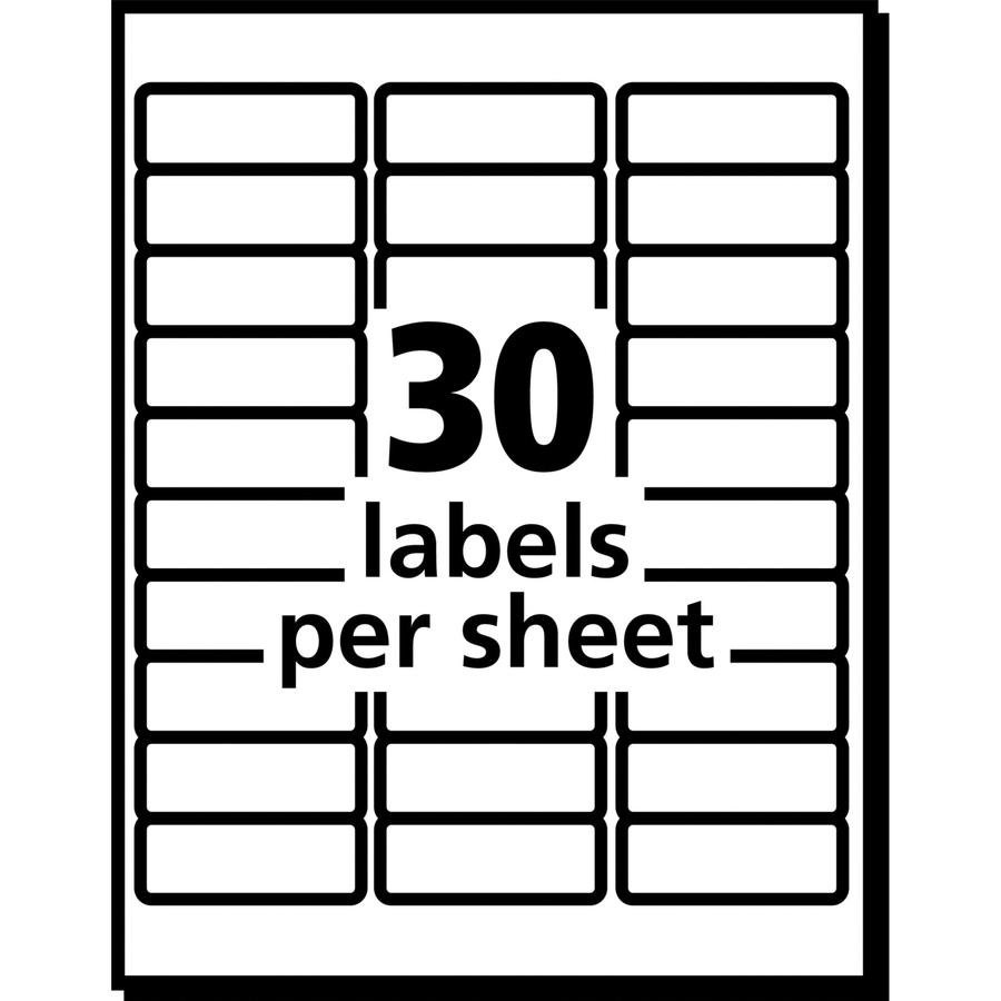 Avery&reg; Easy Peel Inkjet Printer Mailing Labels - 1" Width x 2 5/8" Length - Permanent Adhesive - Rectangle - Inkjet - Clear - Film - 30 / Sheet - 25 Total Sheets - 750 Total Label(s) - 750 / Pack. Picture 3