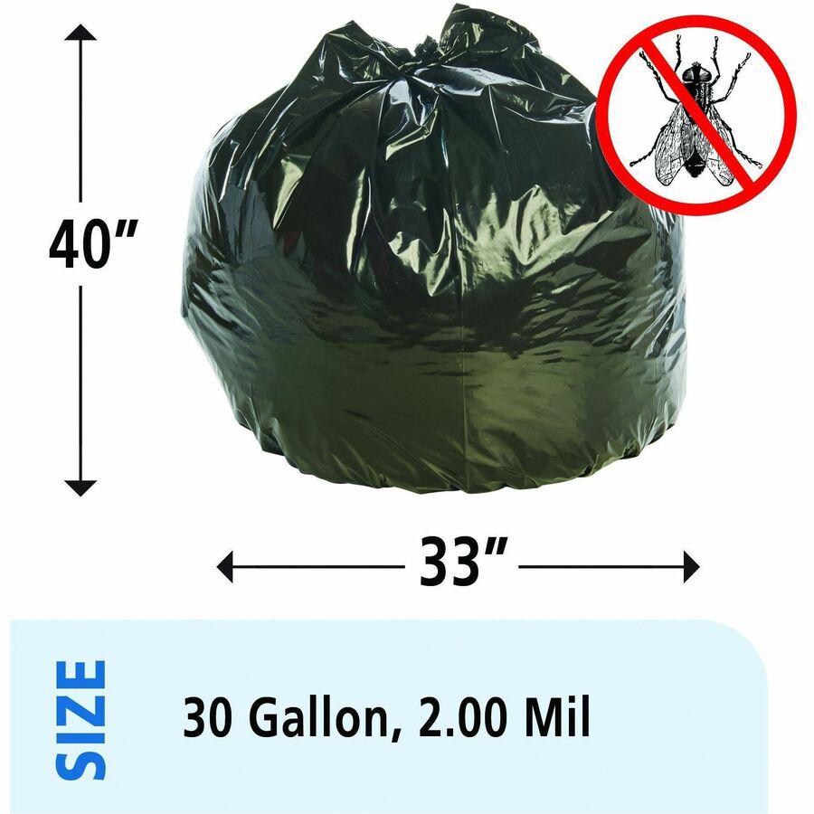 Stout Insect Repellent Trash Bags - 30 gal Capacity - 33" Width x 40" Length - 2 mil (51 Micron) Thickness - Black - Polyethylene - 90/Box - Recycled. Picture 16
