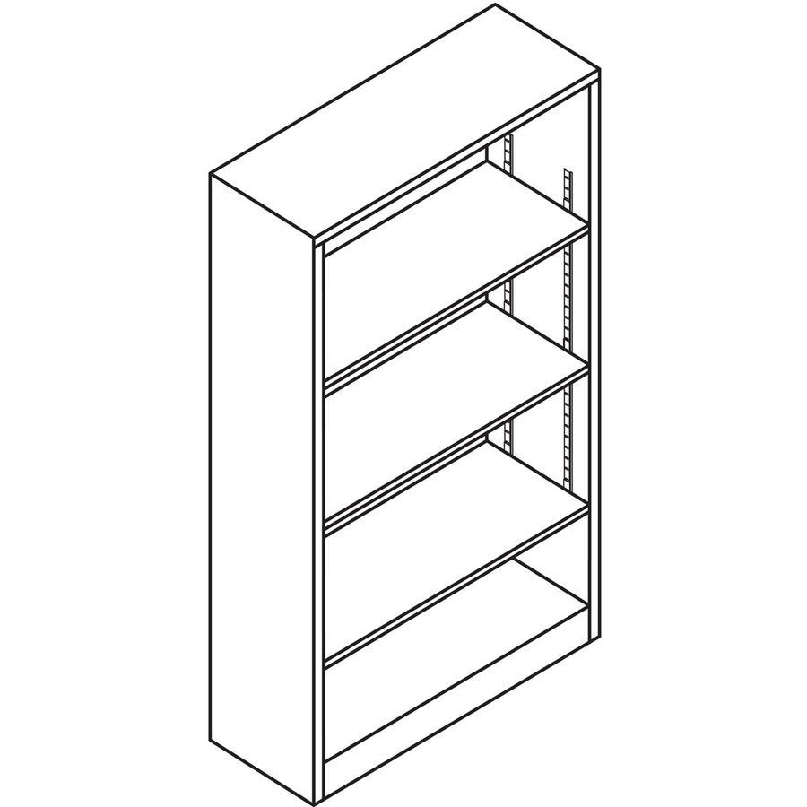 HON Brigade Steel Bookcase | 4 Shelves | 34-1/2"W | Charcoal Finish - 4 Shelf(ves) - 59" Height x 34.5" Width x 12.6" Depth - Adjustable Shelf, Reinforced, Welded, Durable, Compact - Steel. Picture 3