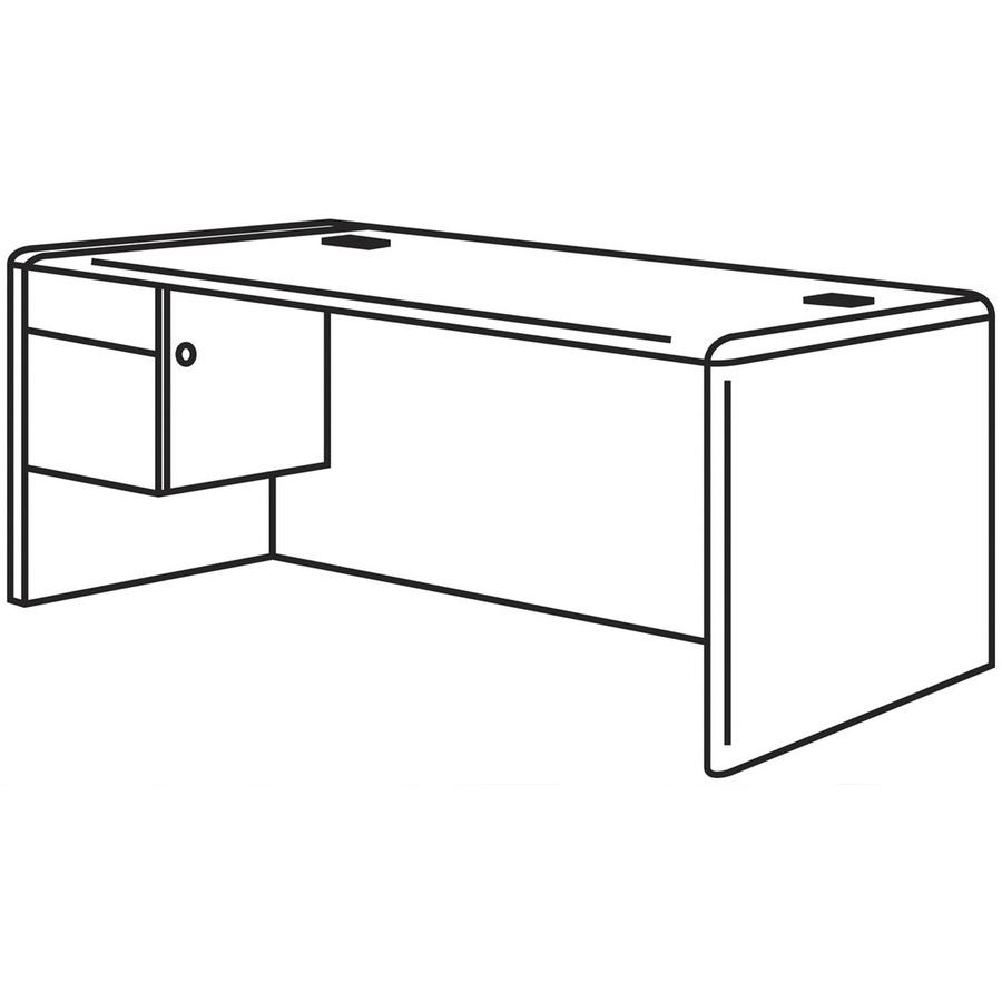 HON 10700 H10784L Pedestal Desk - 66" x 30"29.5" - 2 x Box, File Drawer(s)Left Side - Waterfall Edge. Picture 2