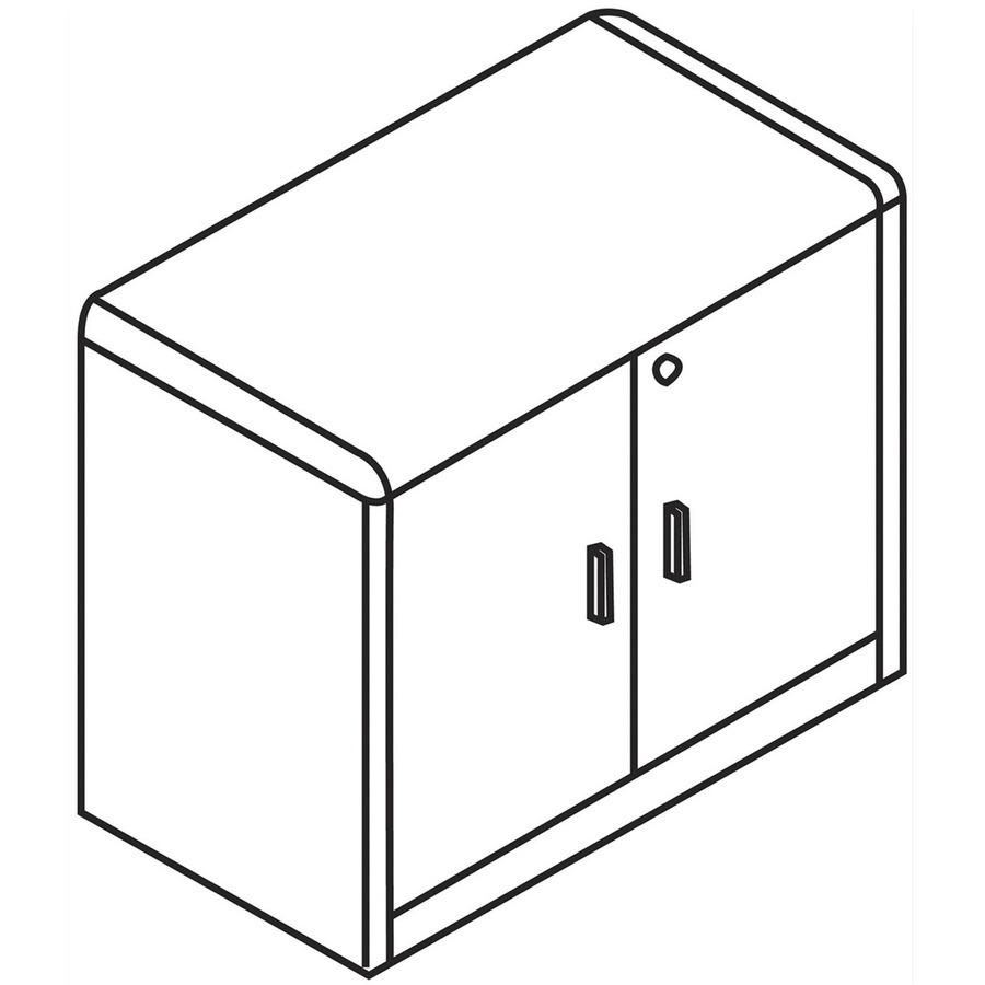 HON 10700 H107291 Storage Cabinet - 36" x 20"29.5" - 2 Door(s) - 4 Adjustable Shelf(ves) - Waterfall Edge - Finish: Mahogany. Picture 2
