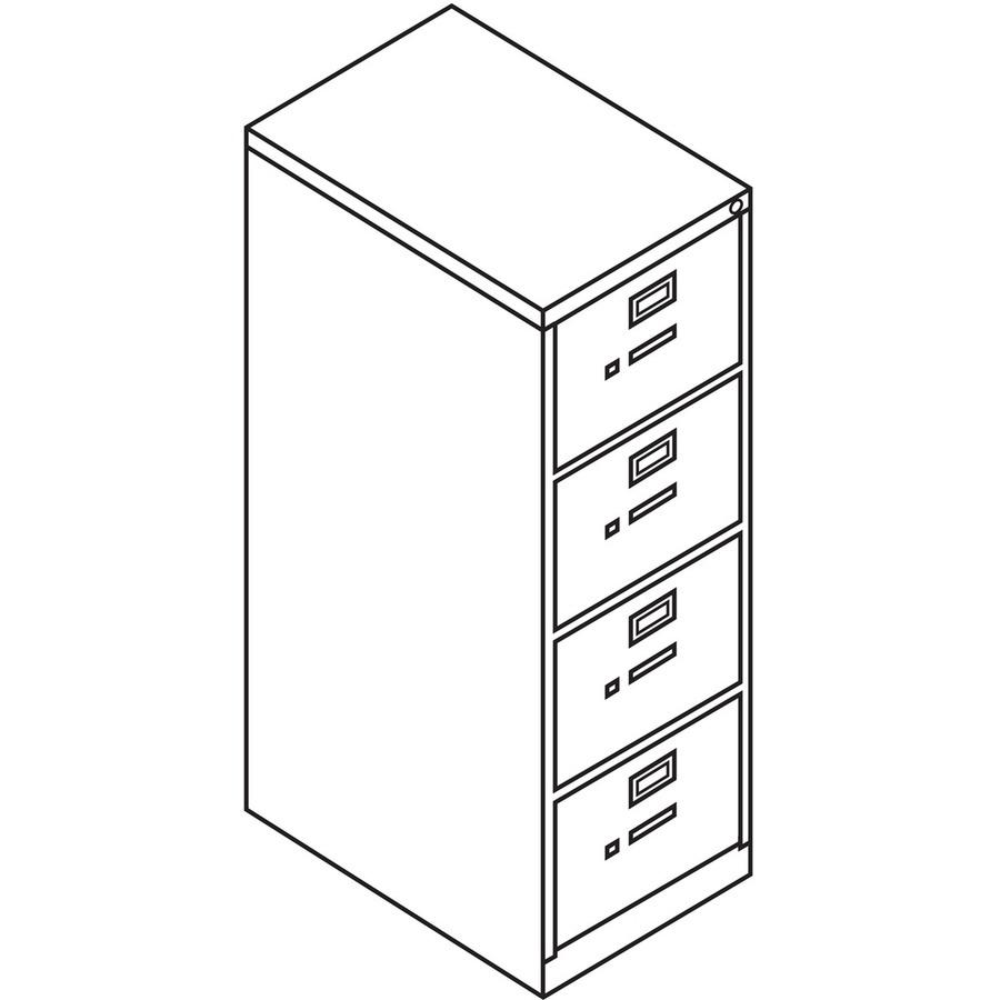 HON 310 H314 File Cabinet - 15" x 26.5" x 52" - 4 Drawer(s) - Finish: Light Gray. Picture 3