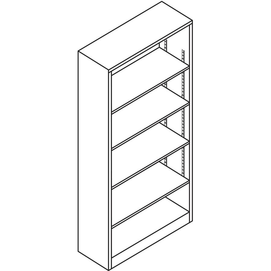 HON Brigade Steel Bookcase | 5 Shelves | 34-1/2"W | Charcoal Finish - 5 Shelf(ves) - 71" Height x 34.5" Width x 12.6" Depth - Adjustable Shelf, Reinforced, Welded, Durable, Compact - Steel. Picture 3