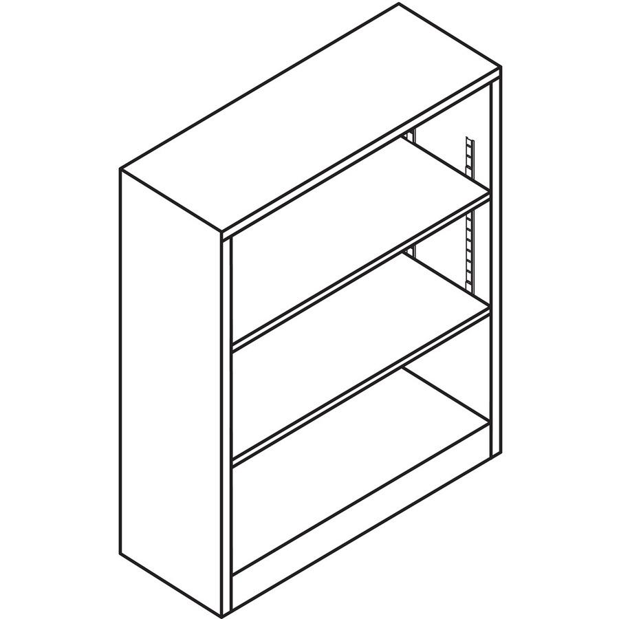 HON Brigade Steel Bookcase | 3 Shelves | 34-1/2"W | Light Gray Finish - 3 Shelf(ves) - 41" Height x 34.5" Width x 12.6" Depth - Adjustable Shelf, Reinforced, Welded, Durable, Compact - Steel. Picture 3