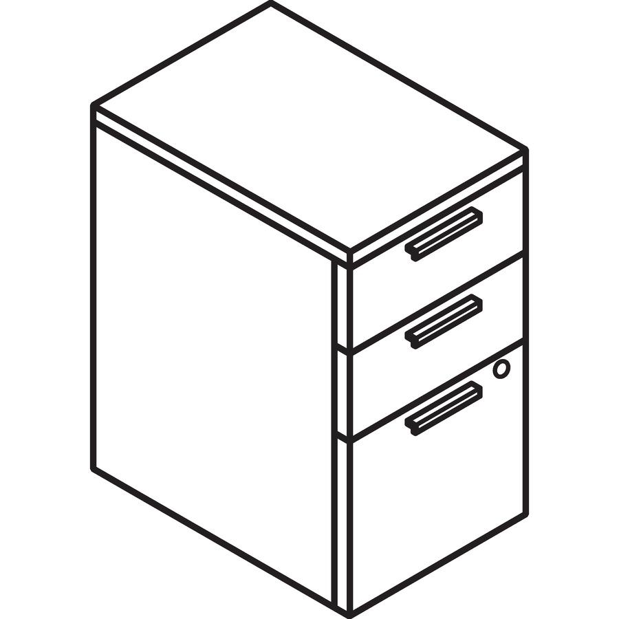 HON 10500 H105102 Pedestal - 15.8" x 22.8"28" - 3 x Box, File Drawer(s) - Flat Edge - Finish: Mahogany. Picture 3