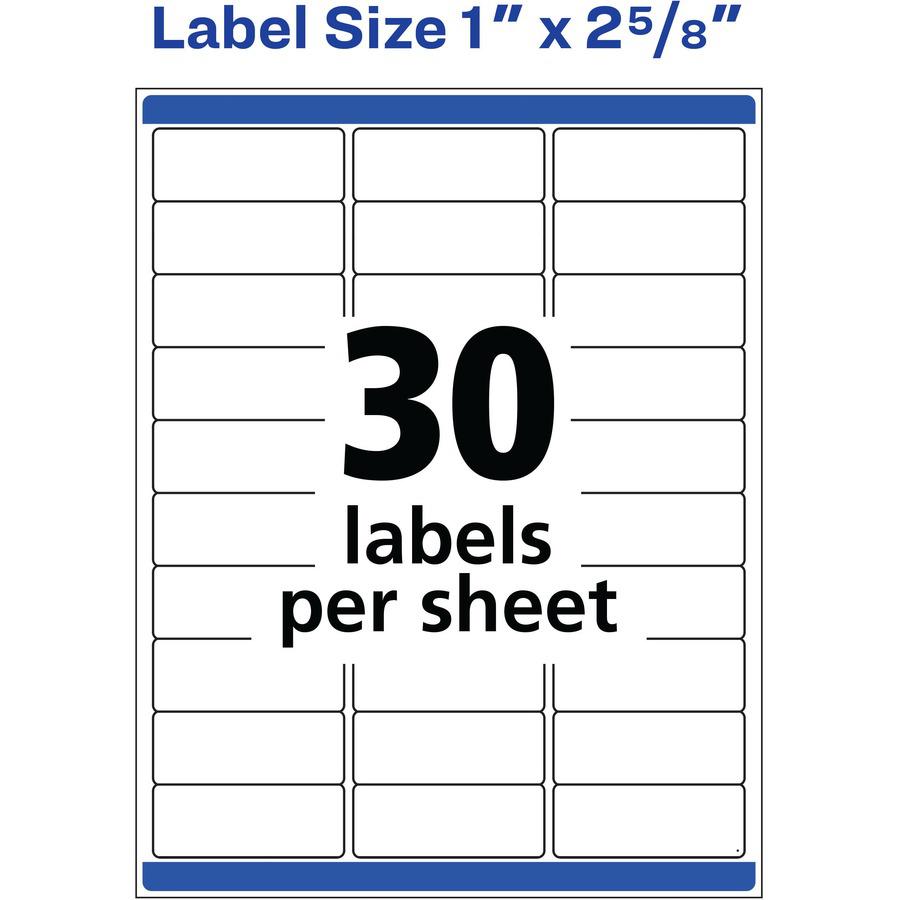 Avery&reg; Weatherproof Mailing Labels - 1" Width x 2 5/8" Length - Permanent Adhesive - Rectangle - Laser - White - Film - 30 / Sheet - 50 Total Sheets - 1500 Total Label(s) - 5. Picture 3