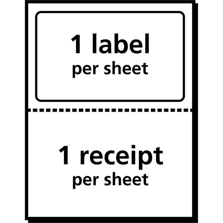 Avery&reg; Shipping Labels with Receipt, 5-1/16" x 7-5/8" , 50 Labels (5127) - 7 5/8" Length - Permanent Adhesive - Rectangle - Laser - White - Paper - 1 / Sheet - 50 Total Sheets - 50 Total Label(s) . Picture 4