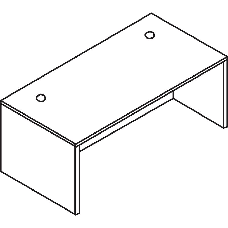 Lorell Essentials Rectangular Desk Shell - 59" x 29.5" x 29.5" x 1" - Finish: Laminate, Mahogany. Picture 6