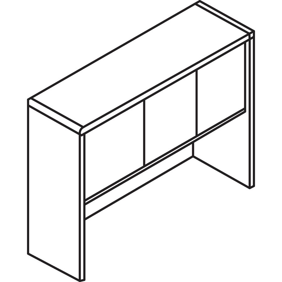 Lorell Essentials Hutch with Doors - 47.3" x 14.8" x 36" - 3 Door(s) - Finish: Laminate, Mahogany. Picture 4