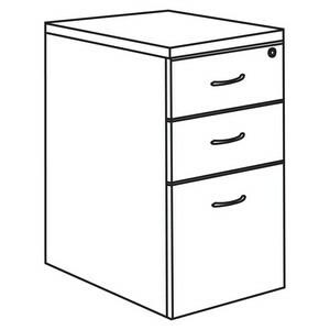 Lorell Essentials Pedestal - 3-Drawer - 15.8" x 22" x 28.4" x 1" - 3 x Box Drawer(s), File Drawer(s) - Finish: Cherry, Laminate. Picture 2