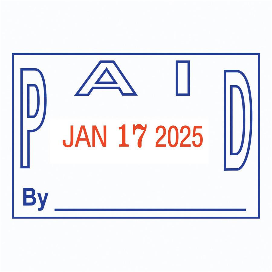 COSCO 2000 Plus 2-Color PAID Dater - Message/Date Stamp - "PAID" - 1.25" Impression Width - 5000 Impression(s) - 4 Bands - Blue, Red - Acrylonitrile Butadiene Styrene (ABS), Plastic - 1 Each. Picture 3
