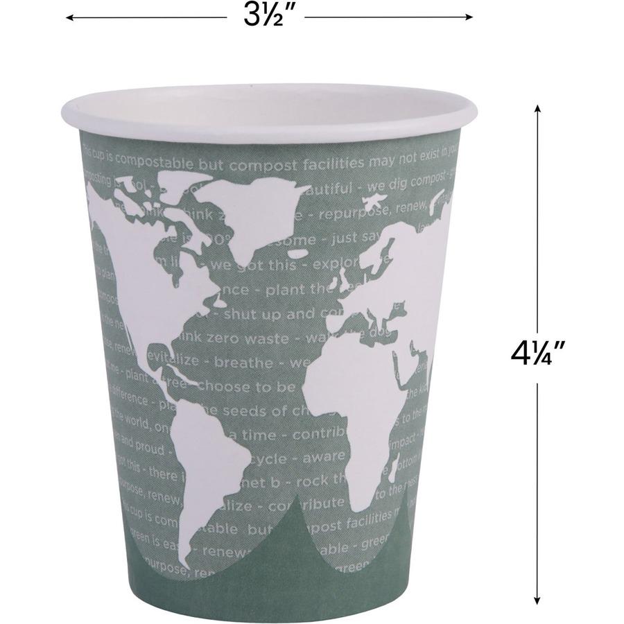 Eco-Products 12 oz World Art Hot Beverage Cups - 50 / Pack - 20 / Carton - Multi - Paper, Resin - Hot Drink. Picture 14