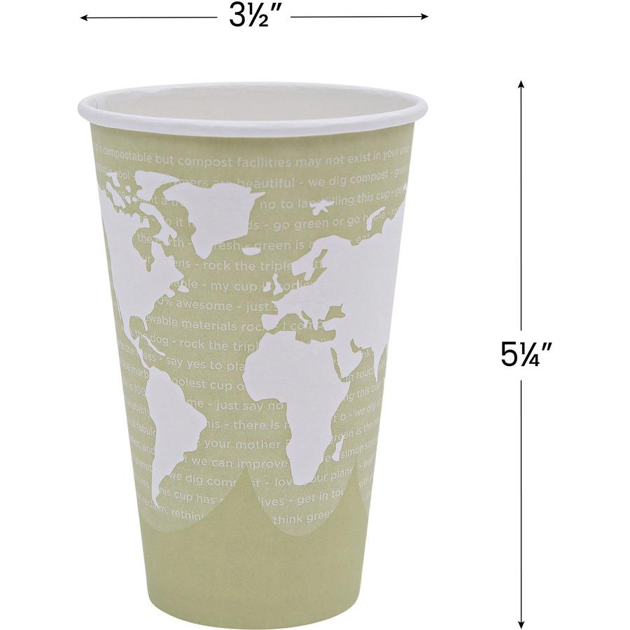 Eco-Products 16 oz World Art Hot Beverage Cups - 50 / Pack - 20 / Carton - Multi - Paper, Resin - Hot Drink. Picture 8