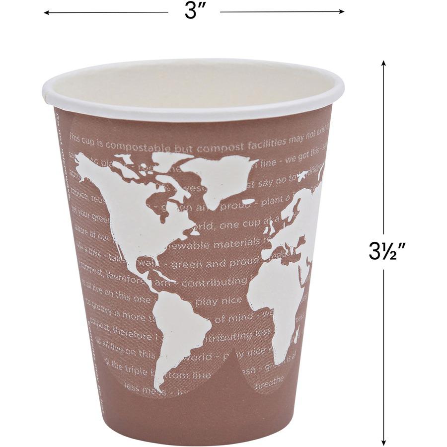 Eco-Products 8 oz World Art Hot Beverage Cups - 50 / Pack - 20 / Carton - Multi - Paper, Resin - Hot Drink. Picture 7