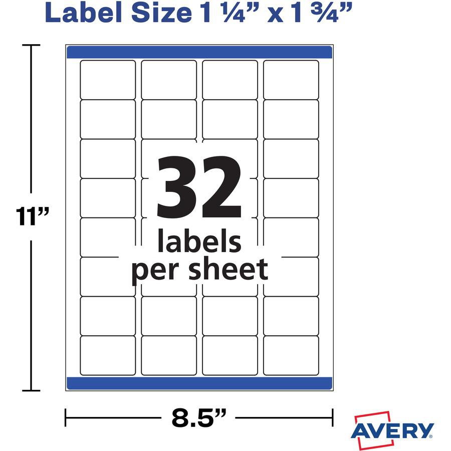 Avery&reg; Removable Durable Rectangle Labels - 1 1/4" Width x 4 3/4" Length - Removable Adhesive - Rectangle - Laser, Inkjet - White - Film - 32 / Sheet - 8 Total Sheets - 256 Total Label(s) - 256 / . Picture 2