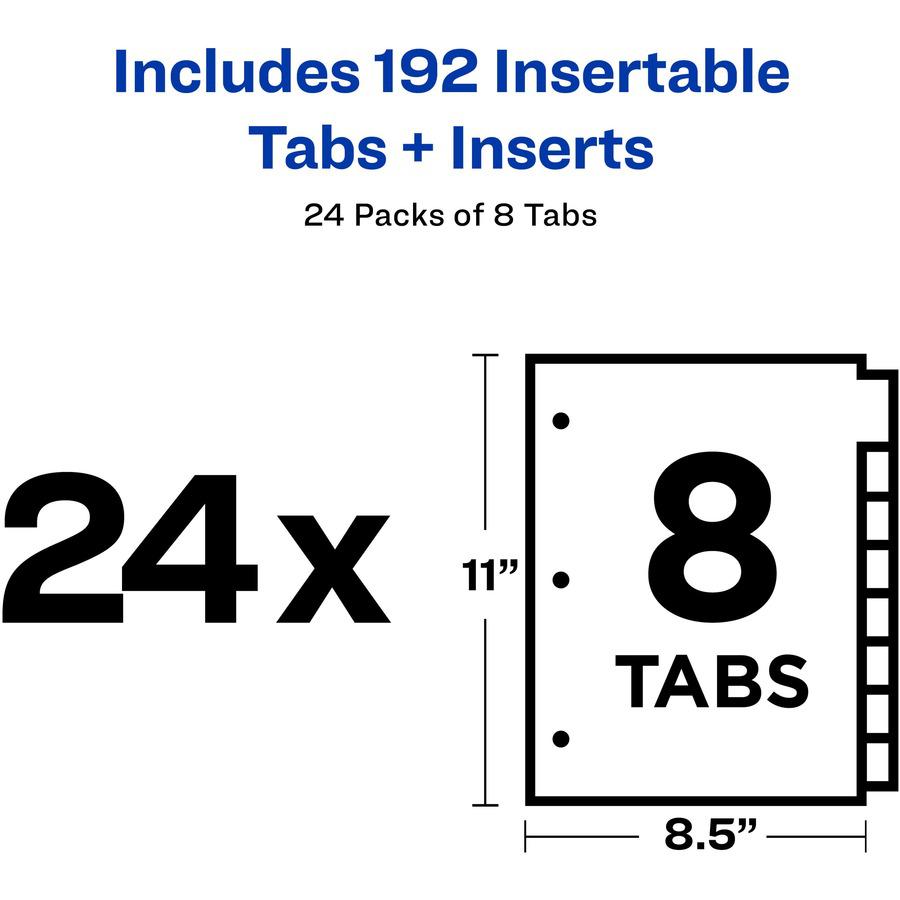 Avery&reg; Big Tab Insertable Dividers - 192 x Divider(s) - 8 Tab(s) - 8 - 8 Tab(s)/Set - 8.5" Divider Width x 11" Divider Length - 3 Hole Punched - Buff Paper Divider - Clear Plastic Tab(s) - Recycle. Picture 7