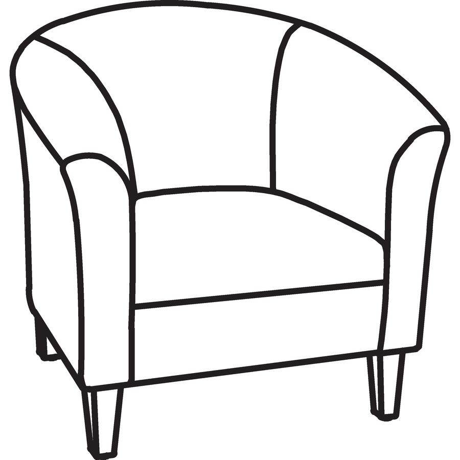 Lorell Fabric Club Armchair - Black Fabric Seat - Black Fabric Back - Four-legged Base - 1 Each. Picture 4