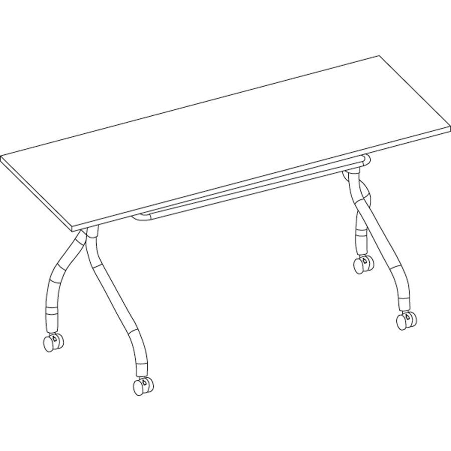 Lorell Flip Top Training Table - Rectangle Top - Four Leg Base - 4 Legs x 23.60" Table Top Width x 60" Table Top Depth - 29.50" Height x 59" Width x 23.63" Depth - Assembly Required - Mahogany - Nylon. Picture 11