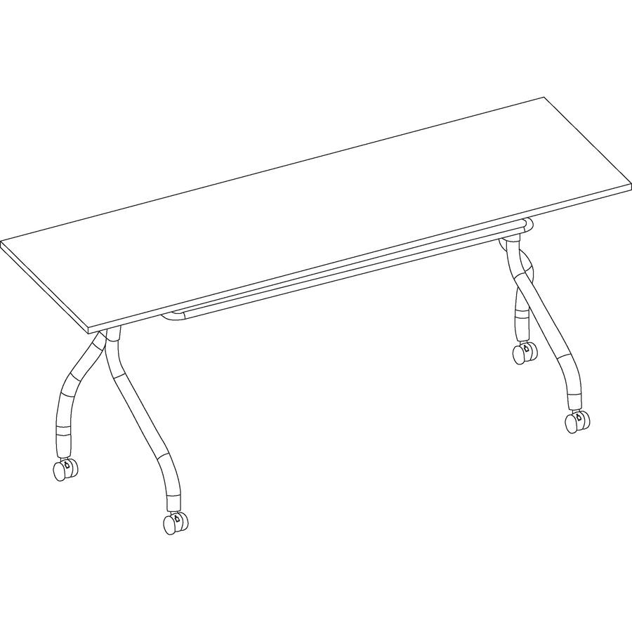 Lorell Flip Top Training Table - Rectangle Top - Four Leg Base - 4 Legs x 23.60" Table Top Width x 72" Table Top Depth - 29.50" Height x 70.88" Width x 23.63" Depth - Assembly Required - Cherry - Nylo. Picture 12