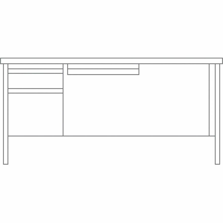 Lorell Fortress Series Left-Pedestal Desk - For - Table TopRectangle Top x 66" Table Top Width x 30" Table Top Depth x 1.12" Table Top Thickness - 29.50" Height - Assembly Required - Laminated, Mahoga. Picture 11