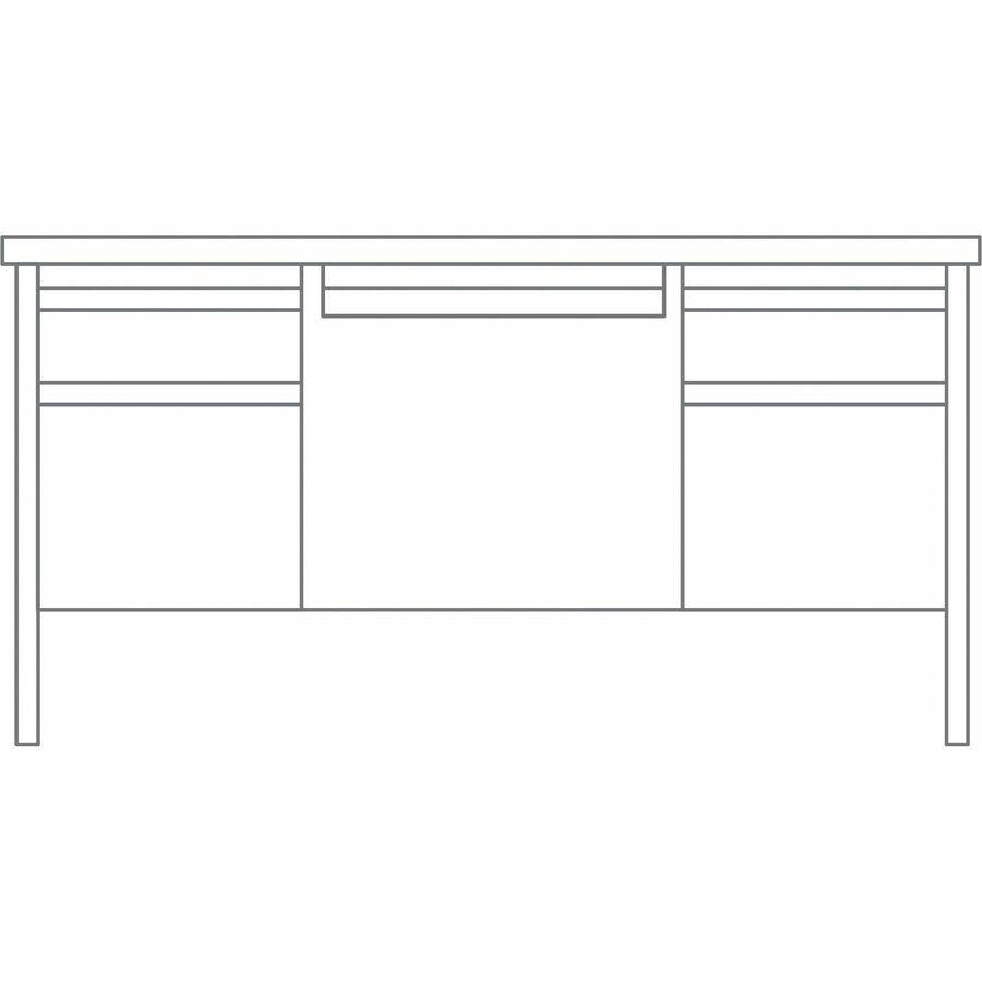Lorell Fortress Series Double-Pedestal Desk - For - Table TopRectangle Top x 60" Table Top Width x 30" Table Top Depth x 1.12" Table Top Thickness - 29.50" Height - Assembly Required - Laminated, Maho. Picture 8