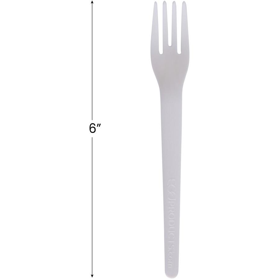 Eco-Products 6" Plantware High-heat Forks - 1 Piece(s) - 20/Carton - Fork - 1 x Fork - Disposable - Pearl White. Picture 15