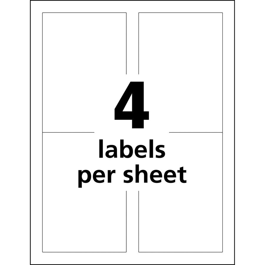 Avery&reg; UltraDuty Warning Label - 3 1/2" Width x 5" Length - Permanent Adhesive - Rectangle - Laser - White - Film - 4 / Sheet - 50 Total Sheets - 200 / Box - Water Resistant. Picture 3