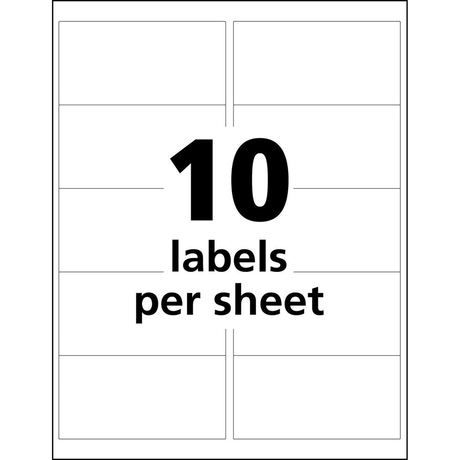 Avery&reg; UltraDuty Warning Label - 2" Width x 4" Length - Permanent Adhesive - Rectangle - Laser - White - Film - 10 / Sheet - 50 Total Sheets - 500 / Box - Water Resistant. Picture 3