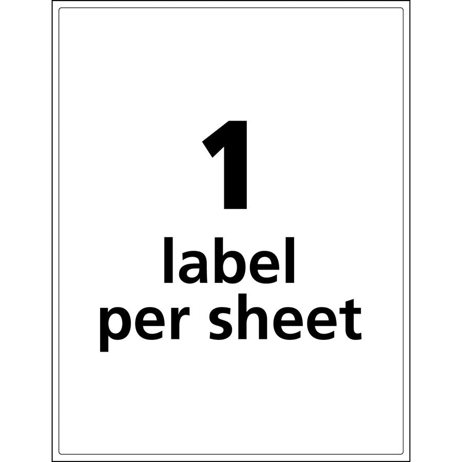 Avery&reg; UltraDuty Warning Label - 8 1/2" Width x 11" Length - Permanent Adhesive - Rectangle - Laser - White - Film - 1 / Sheet - 500 Total Sheets - 500 Total Label(s) - 500 / Box. Picture 2