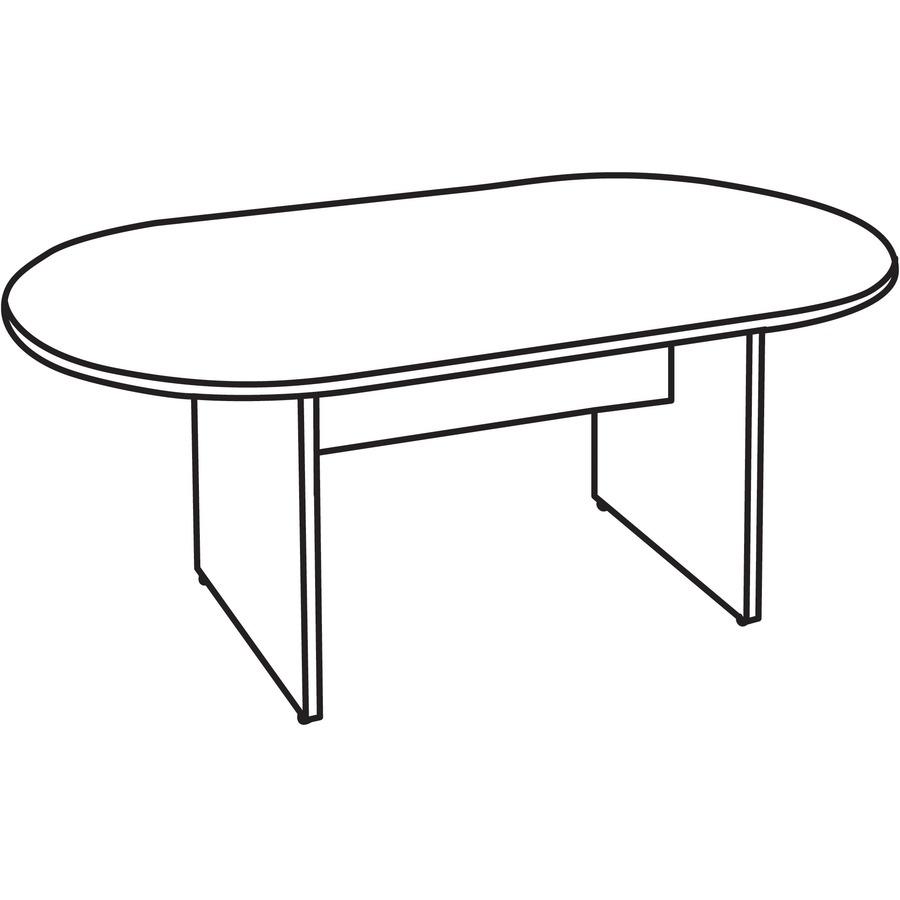 Lorell Chateau Series 6' Oval Conference Table - 70.9" x 35.4"30" Table, 1.5" Top - Reeded Edge - Material: P2 Particleboard - Finish: Mahogany Laminate - Durable, Modesty Panel - For Meeting. Picture 4